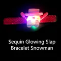 Glowing Christmas slap bracelet for kids featuring pink sequins and a light-up snowman - Snowman