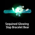 Glowing sequin Christmas slap bracelet featuring a cute LED light-up bear character toy - Bear Style