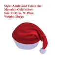 Red gold velvet adult Santa hat for Christmas parties, holiday costumes and decor - One Size / Gold Velvet Red (Adult)