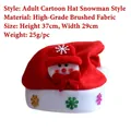 Gorro navideño de felpa roja con un lindo diseño de muñeco de nieve para adultos - Talla Adulto / Muñeco de Nieve