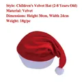 Red gold velvet children's Santa hat for ages 2-8, 30x24cm holiday decoration - One Size / Gold Velvet Red (Kids)