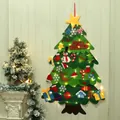 Wall-mounted DIY felt Christmas tree decoration set with ornaments and warm LED fairy lights - Style C / With 3m Light String