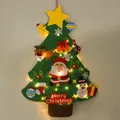 Handmade DIY felt Christmas tree set for kids with ornaments and LED string lights - Style S / With 3m Light String