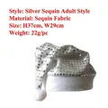 Adult sized silver sequined Christmas Santa hat holiday party festive decoration - One Size / Sequin Silver (Adult)