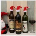 Festive set of mini red Santa hats used as decorative wine bottle toppers for Christmas decor - Christmas Red Mini Hat / 10 Pieces Pack