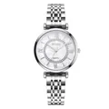 Elegant women's wristwatch with Roman numeral dial and silver stainless steel band. - Silver