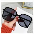 Fashionable oversized square black sunglasses with chic stud details for women and men - Oversized Square Style with Rice Nails (JL2255) / Bright Black Frame Grey Lens
