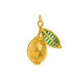 Exquisite gold lemon fruit pendant charm with green crystal leaf for luxury bags - Lemon
