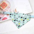 Pet cat and dog collar with mint green onigiri pattern triangular bandana - Size XS (15-21cm) / Blue Rice Ball