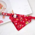 Adorable red Japanese lucky cat pattern pet bandana collar for cats and small puppies - Size XS (15-21cm) / Red Fan