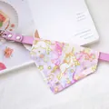 Cute purple pet bandana collar featuring a dreamlike unicorn and golden star pattern - Size XS (15-21cm) / Lotus Pink Unicorn