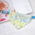 Adjustable blue pet collar with a cute unicorn and star print triangular bandana towel - Size XS (15-21cm) / Light Blue Unicorn