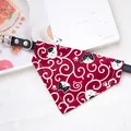 Cute burgundy cat bandana collar with white swirl and cat face patterns for kittens - Size XS (15-21cm) / Patterned Vine Cat