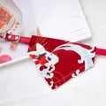 Adjustable red pet bandana collar with Japanese koi fish and wave print for cats and dogs - Size XS (15-21cm) / Red Koi