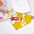 Mustard yellow pet bandana collar featuring a Japanese koi fish and wave pattern design - Size XS (15-21cm) / Turmeric Koi