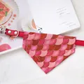 Cute pink fish scale pattern pet bandana collar for small cats and dogs - Size XS (15-21cm) / Red Water Ripple