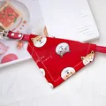 Red pet collar bandana with cute Shiba Inu pattern and adjustable buckle - Size XS (15-21cm) / Watermelon Red Dog