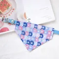 Blue floral pattern pet triangle bandana collar with adjustable strap for cats and small dogs - Size XS (15-21cm) / Sky Blue Floral