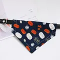 Navy blue pet bandana collar with traditional Japanese lucky charm print patterns - Size XS (15-21cm) / Dark Khaki