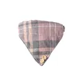 Classic pink and grey plaid pet bandana triangle scarf with decorative wooden buttons - Single Bandana Collar / 1.0*28CM / Brown Grid