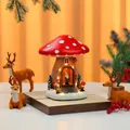 Detailed view of a glowing Christmas mushroom house music box with cute gnomes and warm lights - Mushroom Style / 17*14*21.5cm
