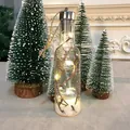 Clear plastic Christmas bottle hanging ornament with warm LED fairy lights and twigs - Rattan Bottle