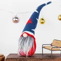 Patriotic USA Independence Day gnome plush with red, white, and blue star knit hat - Star Print Style / Style 2