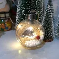Clear luminous Christmas ball with burlap and foam snow for holiday hanging decoration. - Christmas Ball