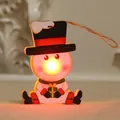 Cute wooden glowing snowman Christmas tree ornament with integrated warm LED light - Snowman