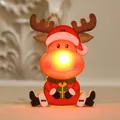 Handcrafted wooden Christmas reindeer ornament with warm glowing LED light nose for decor - Elk