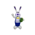 Inflatable Easter Bunny decoration with blue overalls and a green egg for garden lawn - Easter Bunny (1.8m) / AU Plug