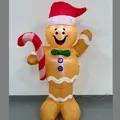 Bonhomme de pain d'épices gonflable décoration de Noël extérieure avec canne à sucre - Bonhomme de pain d'épices de Noël (1.5m) / Prise AU