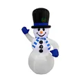 Grand bonhomme de neige de Noël gonflable avec haut-de-forme noir et écharpe bleue - Bonhomme de neige avec écharpe bleue (1.8m) / Prise AU