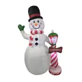Grand bonhomme de neige gonflable de Noël avec signe du Pôle Nord pour décor de jardin. - Bonhomme de neige avec lampadaire (2.4m) / Prise AU