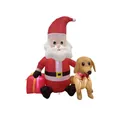 Père Noël gonflable géant avec chien et boîte cadeau pour décoration de jardin de Noël - Père Noël avec chien (1.2m) / Prise AU