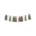 Handmade Christmas wooden bead tassel garland banner for fireplace mantel holiday decor - 13 Pieces Tassel Set