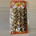 Pack of 12 gold mini metallic Christmas bows in retail packaging for tree decoration - Set of 12 / Gold