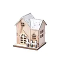 Casita de madera retro de Navidad con luz y efecto nieve para decoración de escritorio. - Estilo A (Cabaña de aguja simple)