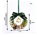 Mini kerstkrans met dennenappels en gouden bel op donkergroene fluwelen strik decoratie - Kerstornament N-Stijl / 11cm (Hoogte 10cm)