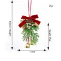 Feestelijke kersthanger met dennenappel, rode fluwelen strik en gouden bellen - Kerstornament K-Stijl / 10cm (Hoogte 17cm)