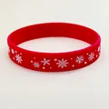 Rode kerst siliconen polsband met witte sneeuwvlok patronen voor feestdagen - 202x12mm / Rood Stijl 6