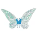 Sparkling iridescent white butterfly fairy wings for kids costume party with blue straps - Elf Wings Single Item / Single Wings / Blue