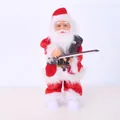 Detail view of an electric Santa Claus figurine playing a violin for holiday decor. - White Feet Violin