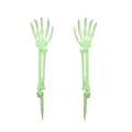 Pair of light green skeleton arm garden stakes for Halloween yard decoration - Left And Right Arms Pair / Luminous