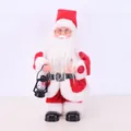 Electric standing Santa Claus plush doll holding a vintage black lantern for Christmas decor - Portable Oil Lamp
