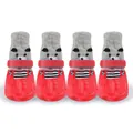 Set of four red waterproof dog socks with anti-slip bottoms and cute panda pattern - S / 4 Pcs Pack / Red