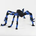 Decoración de araña de peluche gigante de Halloween con rayas negras y azules y ojos rojos - 30cm / Azul