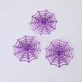 Set of three purple plastic mini spider webs with spiders for DIY Halloween decorations - Spider + Spider Web / Purple
