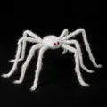 Gran araña de peluche blanca para Halloween con ojos rojos y textura suave decorativa. - 30cm / Blanco