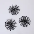 Three pieces of black plastic mini spider webs for Halloween DIY craft decoration - Spider + Spider Web / Black